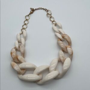 Chunky Graduated Acrylic Cream and Gold Link Necklace